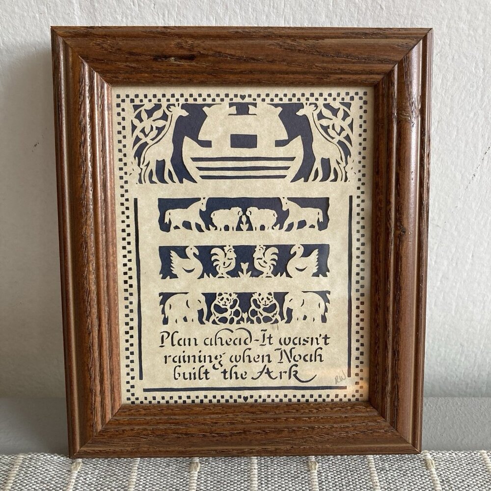Noah's Ark by Regina Walters Framed Scherenschnitte Intricate Cut Paper WallArt